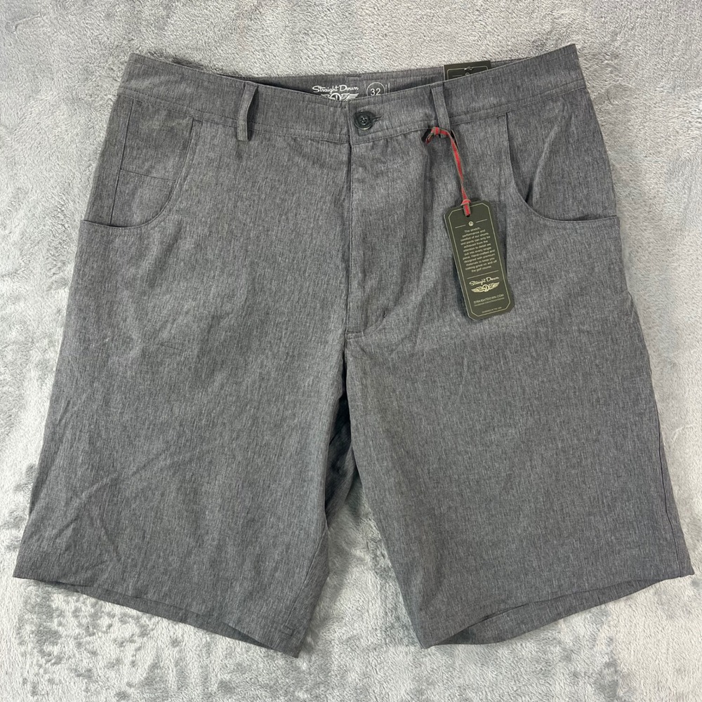 STRAIGHT DOWN Golf Shorts Mens 32 Gray NWT Performance Heathered 40138 Active